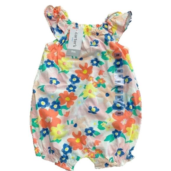 Carter's Baby Girl’s Romper Bodysuit Floral Size 9 Month’s NWT - Picture 1 of 3